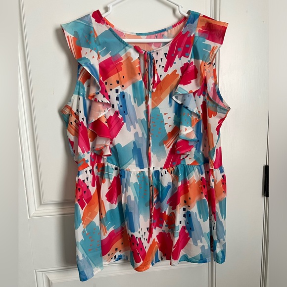 XL, sleeveless- bright, fun colored blouse - Picture 4 of 7